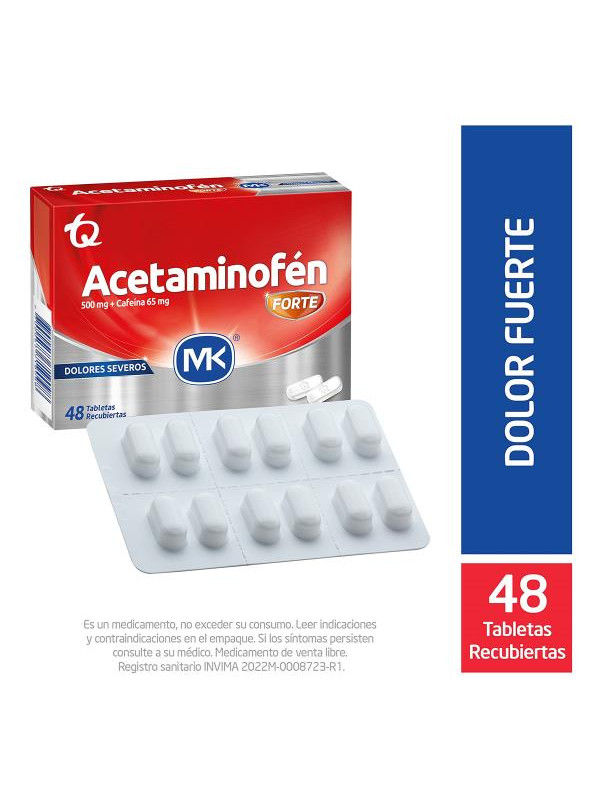 ACETAMINOFEN FORTE 48 TABLETAS MK