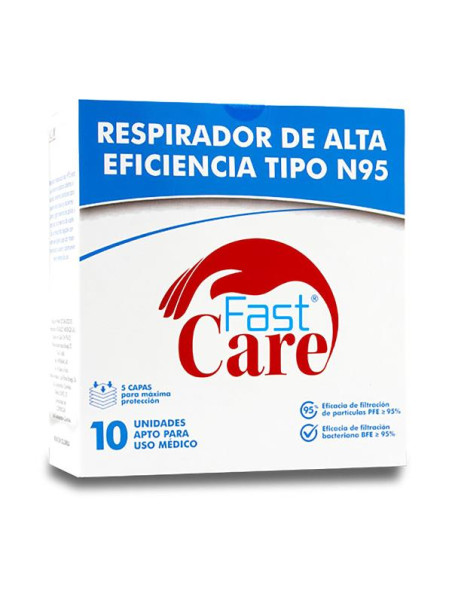 TAPABOCAS FAST CARE TIPO N95 10 UDS ICOM