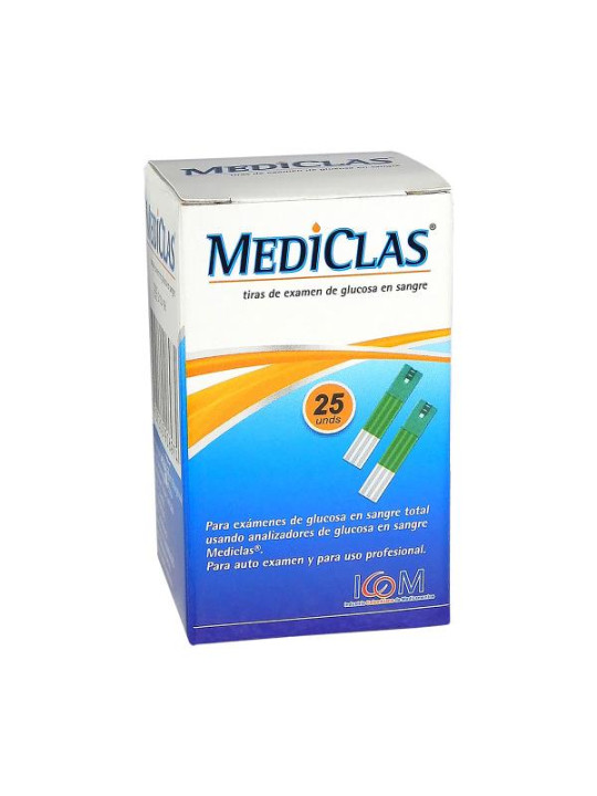 TIRAS REACTIVAS GLUCOM.MEDICLAS 25UDS IC